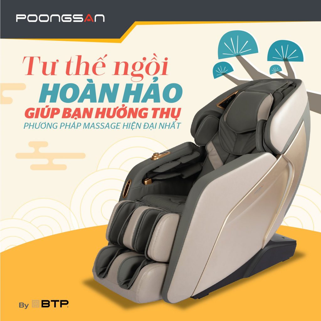 Ghế massage Poongsan MCP-804 có thiết kế tư thế ngồi hoàn hảo